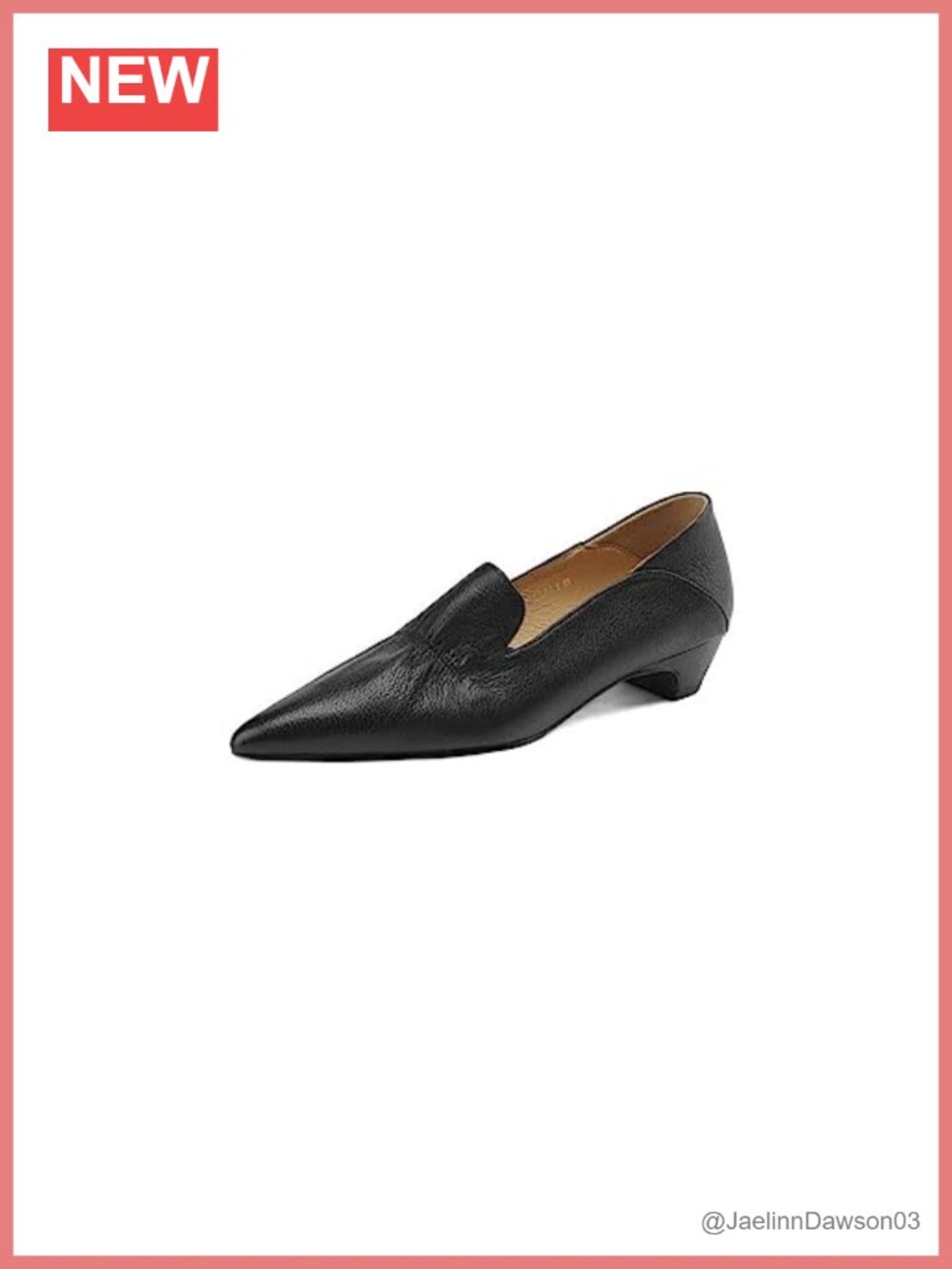Genuine Leather Pointed Toe Block Heel Loafers Pumps Slip On